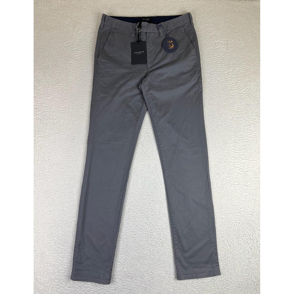 Ted Baker Sincere Mens 28x32 Gray Slim Fit Stretch Chino Pants NWT